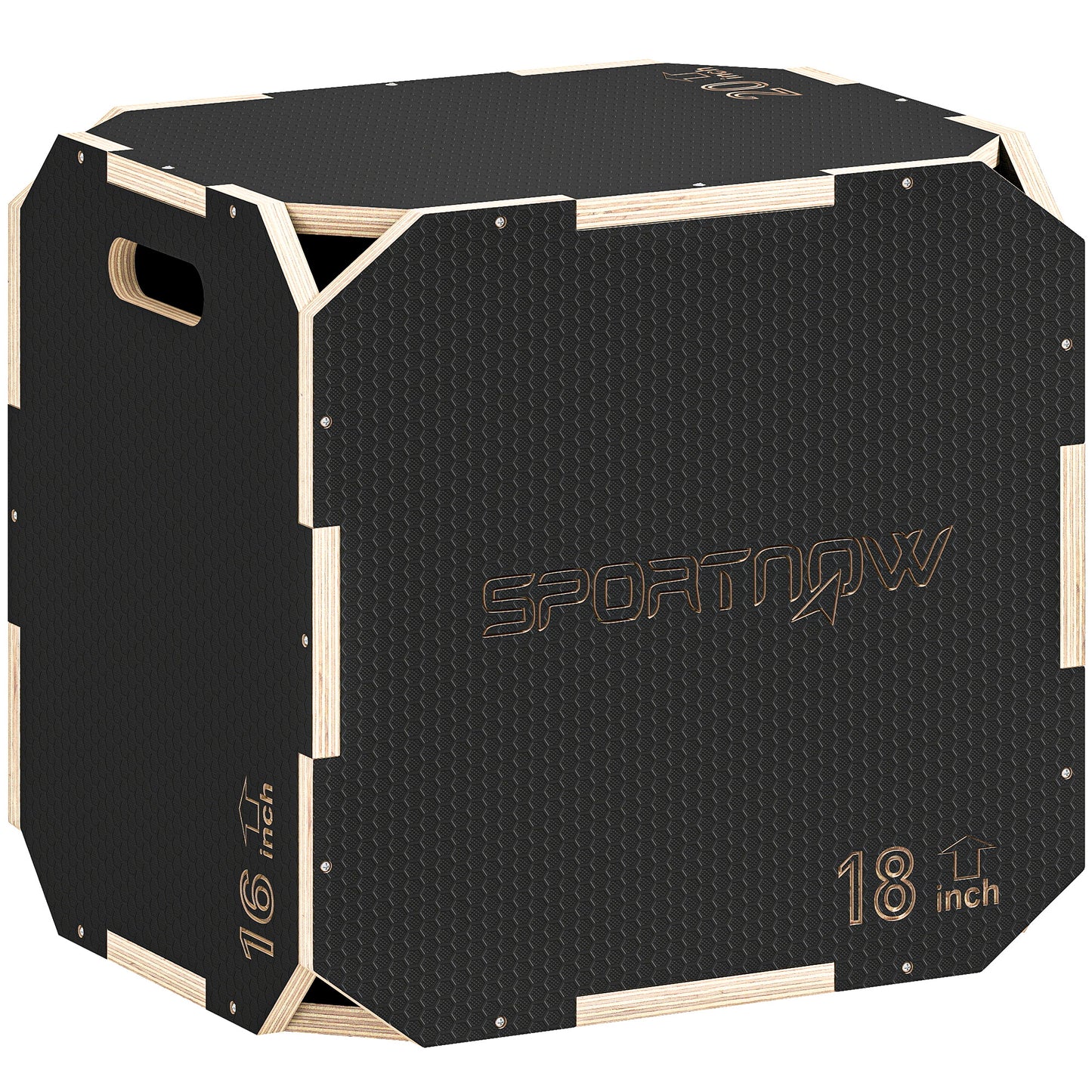 SPORTNOW Non-Slip Plyo Box, Corner-free Wooden Jump Box, 40.5 x 51 x 47.5 cm