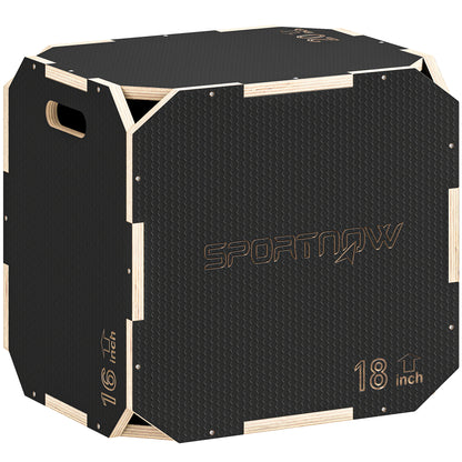 SPORTNOW Non-Slip Plyo Box, Corner-free Wooden Jump Box, 40.5 x 51 x 47.5 cm