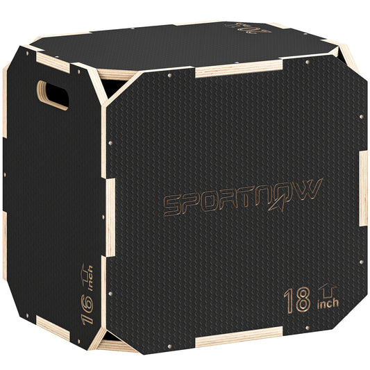 SPORTNOW Non-Slip Plyo Box, Corner-free Wooden Jump Box, 40.5 x 51 x 47.5 cm