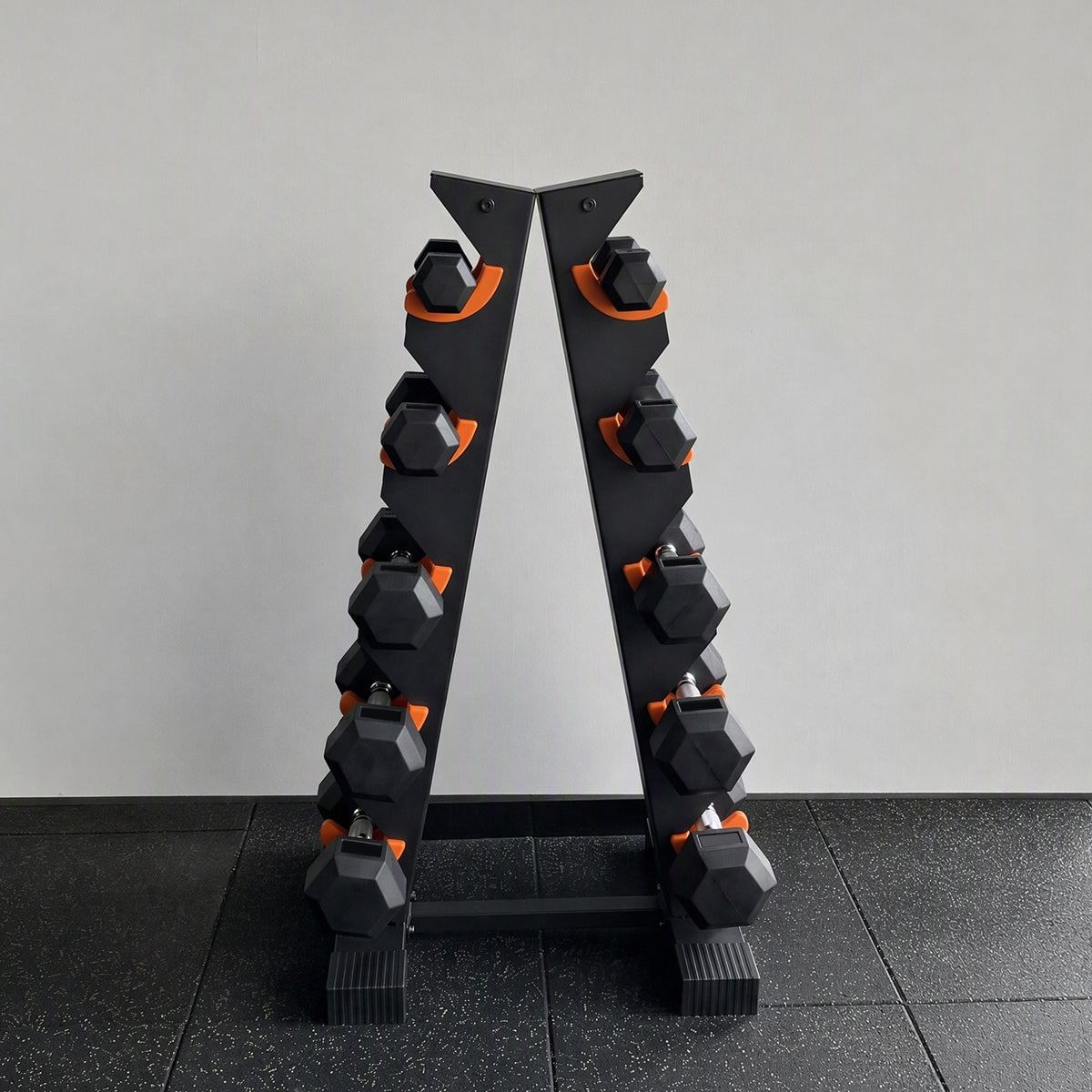SPORTNOW 5-Tier Dumbbell Rack | A-Frame Stand for 5 Pairs | 90kg Total Capacity, Protective Cradles & PP Feet | Black & Orange