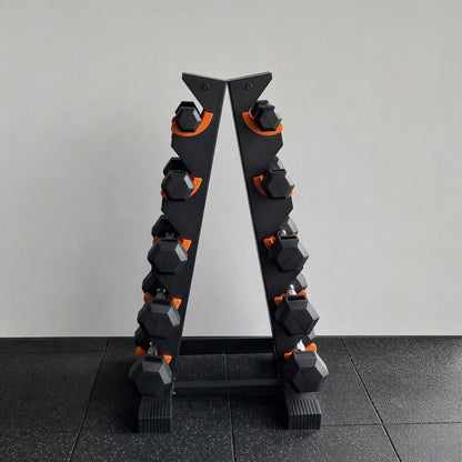 SPORTNOW 5-Tier Dumbbell Rack | A-Frame Stand for 5 Pairs | 90kg Total Capacity, Protective Cradles & PP Feet | Black & Orange