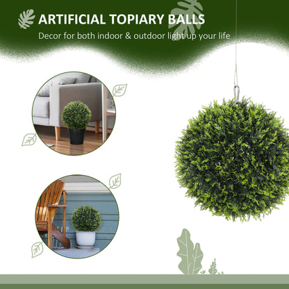 Set of 2 Artificial Plant Topiary Balls, UV-protected Fake Decorative Plants, Faux Plants for Home Indoor Outdoor Decor, 45cm, Green