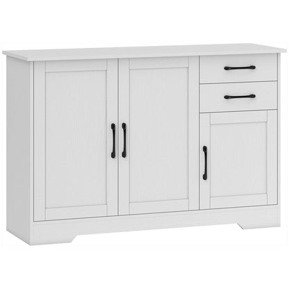 Sideboard with 2 Drawers Modern Storage Cabinet, Kitchen Cupboard with Adjustable Shelf and 3 Doors White