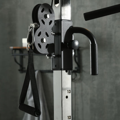 Home Gym Machine, Multifunctional Gym Equipment with High and Low Pulleys, Pull Up Bar, 15-Position Strength Workout Training Station