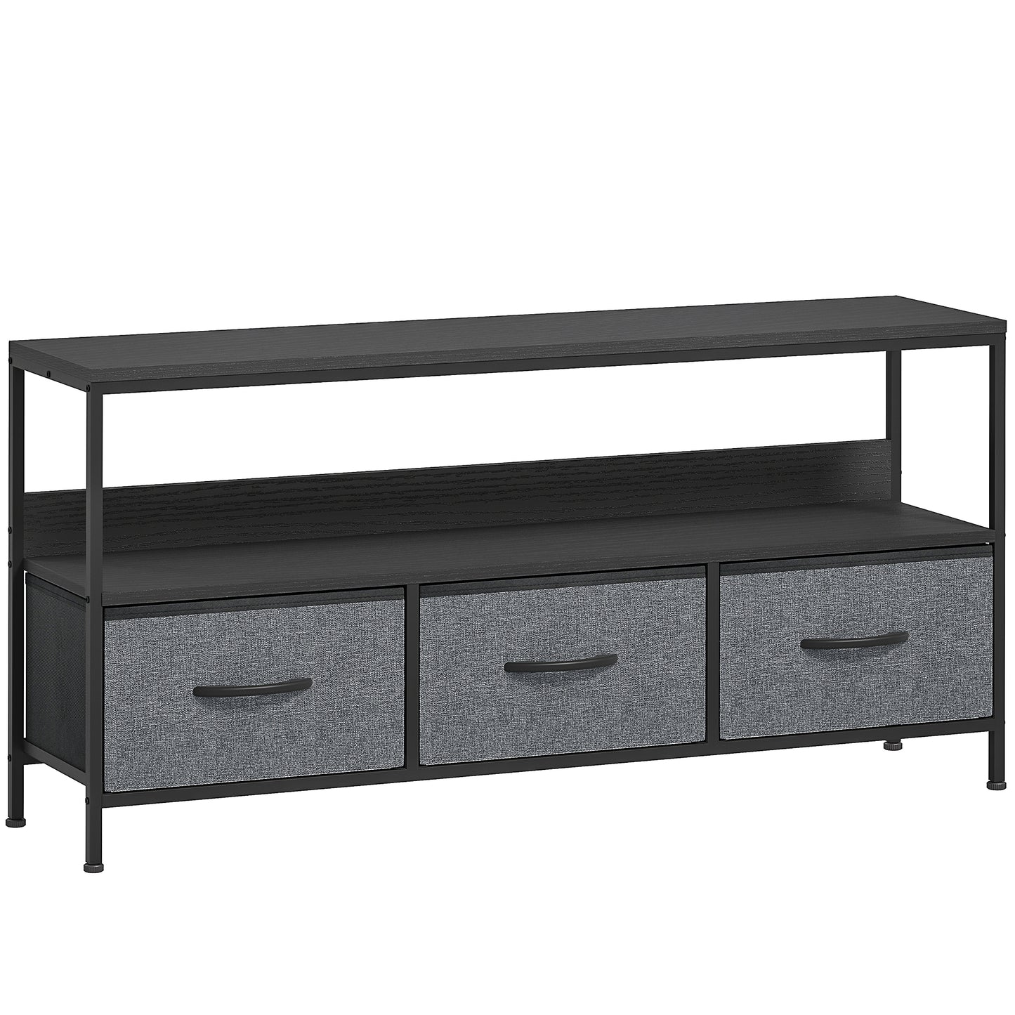 TV Stand Cabinet with 3 Foldable Drawers - Black