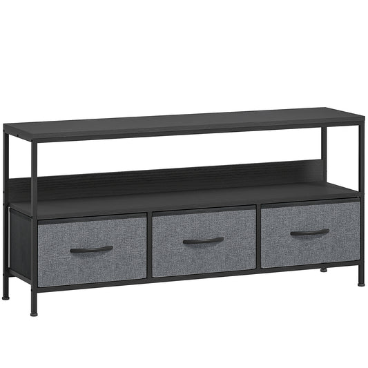 TV Stand Cabinet with 3 Foldable Drawers - Black