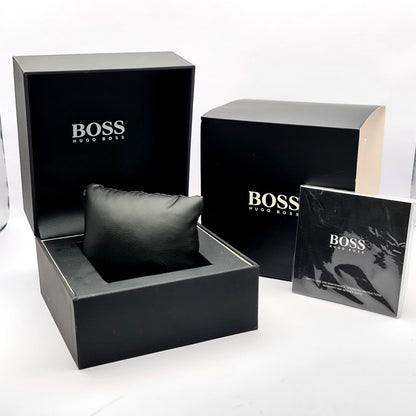 Hugo Boss Men's PVD Rose Gold Chronograph Watch | Gold Dial | Brown Leather Strap | Date | HB1513093