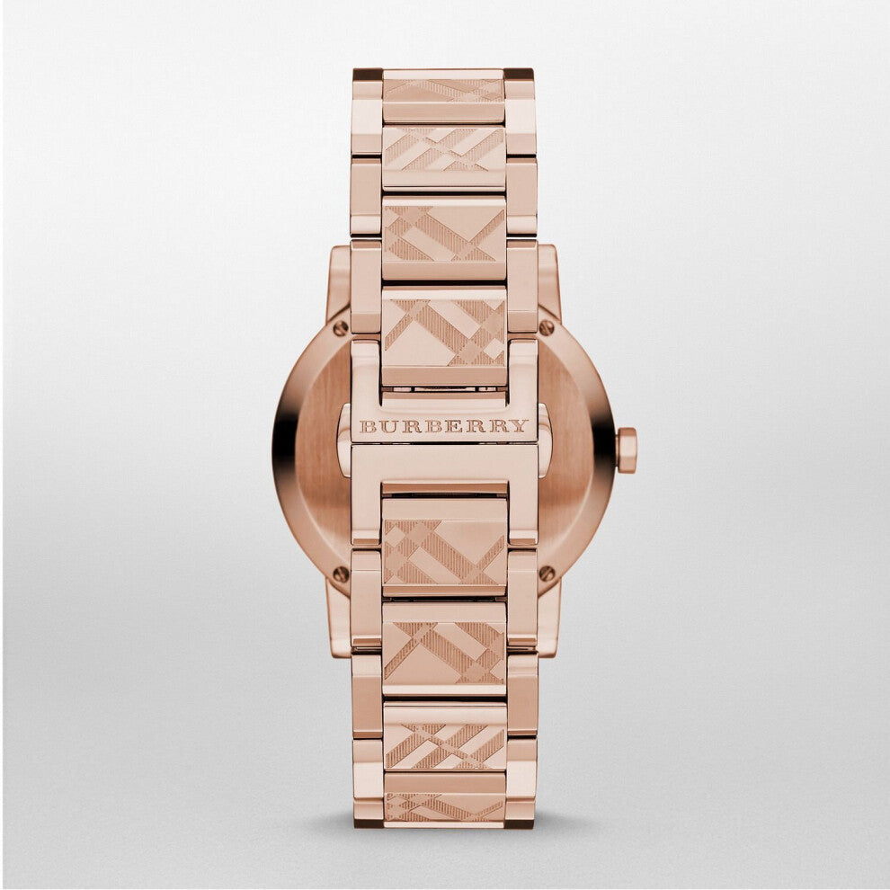 Burberry Ladies The City Rose Gold Check Dial Wrist Watch BU9146