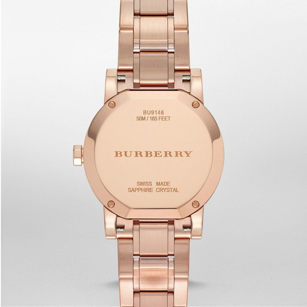 Burberry Ladies The City Rose Gold Check Dial Wrist Watch BU9146
