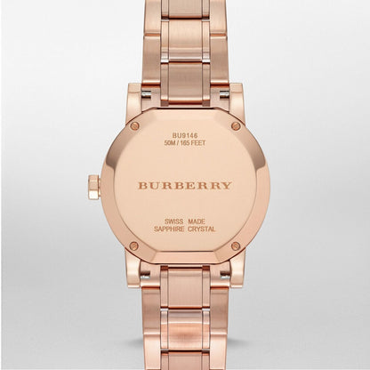 Burberry Ladies The City Rose Gold Check Dial Wrist Watch BU9146