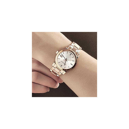 Burberry Ladies The City Rose Gold Check Dial Wrist Watch BU9146