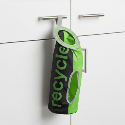 Carrier Bag Dispenser & Holder | Lime Green & Black | Wall Mountable | Kitchen Storage | Eco Recycling