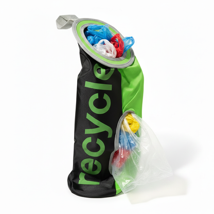 Carrier Bag Dispenser & Holder | Lime Green & Black | Wall Mountable | Kitchen Storage | Eco Recycling