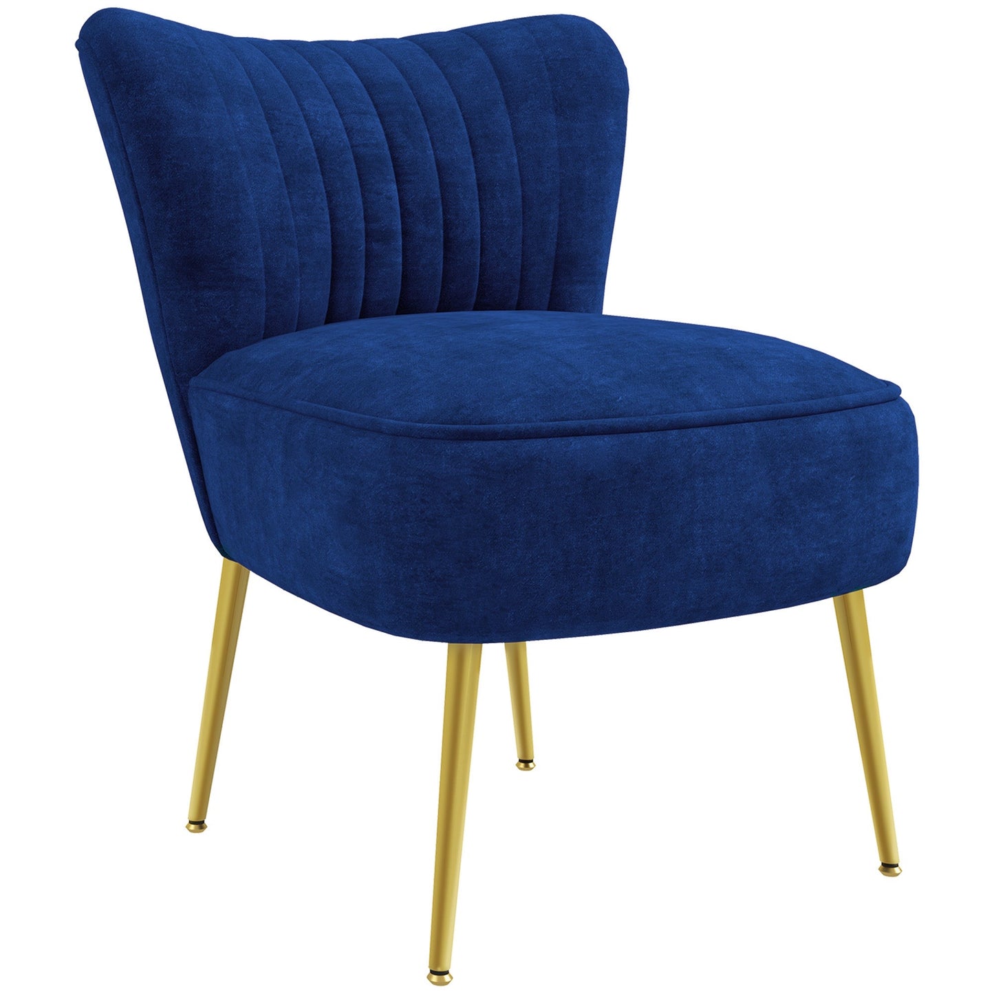 Modern Accent Chair, Upholstered Living Room Chair with Gold Tone Steel Legs, Wingback Armless Chair