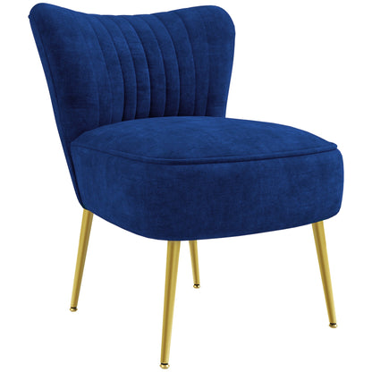 Modern Accent Chair, Upholstered Living Room Chair with Gold Tone Steel Legs, Wingback Armless Chair