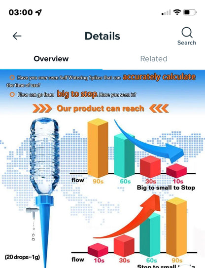Garden Herbs Fruit Plants Veg Flowers Automatic Irrigation Tool Self Supplying Watering Spikes System Hydration Waterers Planters Pack Of 12