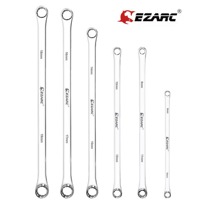 EZARC 6 Piece Wrenches Metric 8mm-19mm Extra Long Box End Spanner Set for Car Repair CRV Combination Durable Aviation Spanners