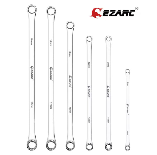 EZARC 6 Piece Wrenches Metric 8mm-19mm Extra Long Box End Spanner Set for Car Repair CRV Combination Durable Aviation Spanners