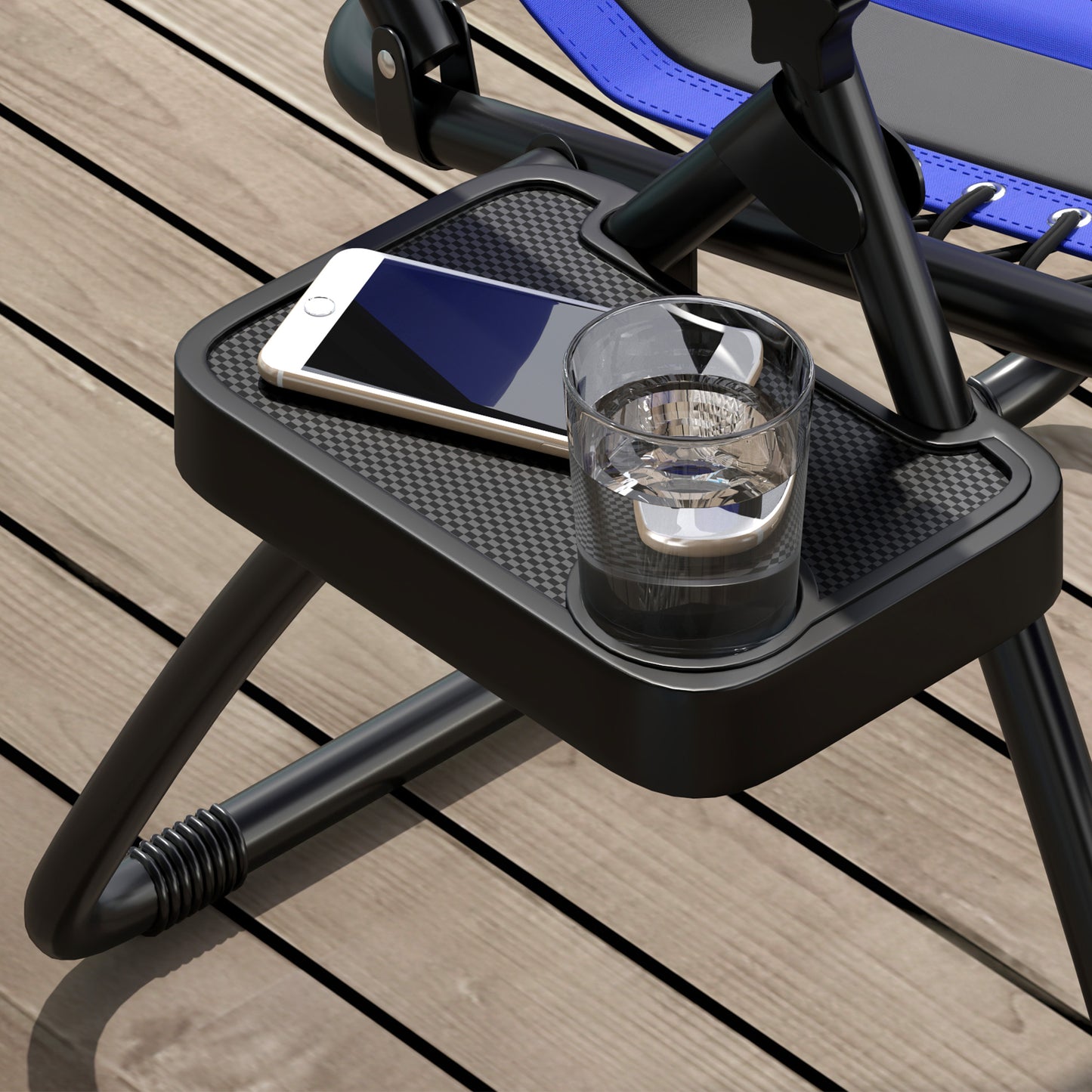 Zero Gravity Lounger Chair, Folding Reclining Patio Chair with Padded Seat, Cup Holder, Soft Cushion and Headrest for Poolside, Camping, Blue