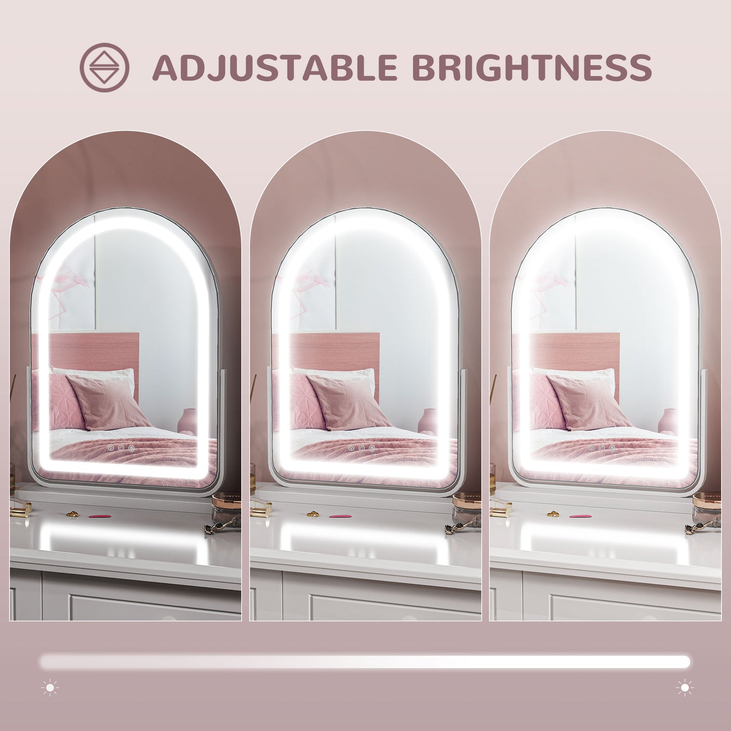LED Vanity Mirror with Lights, 43 x 59cm Lighted Makeup Mirror with 3 Colour, 360° Rotation, Touch Screen, White