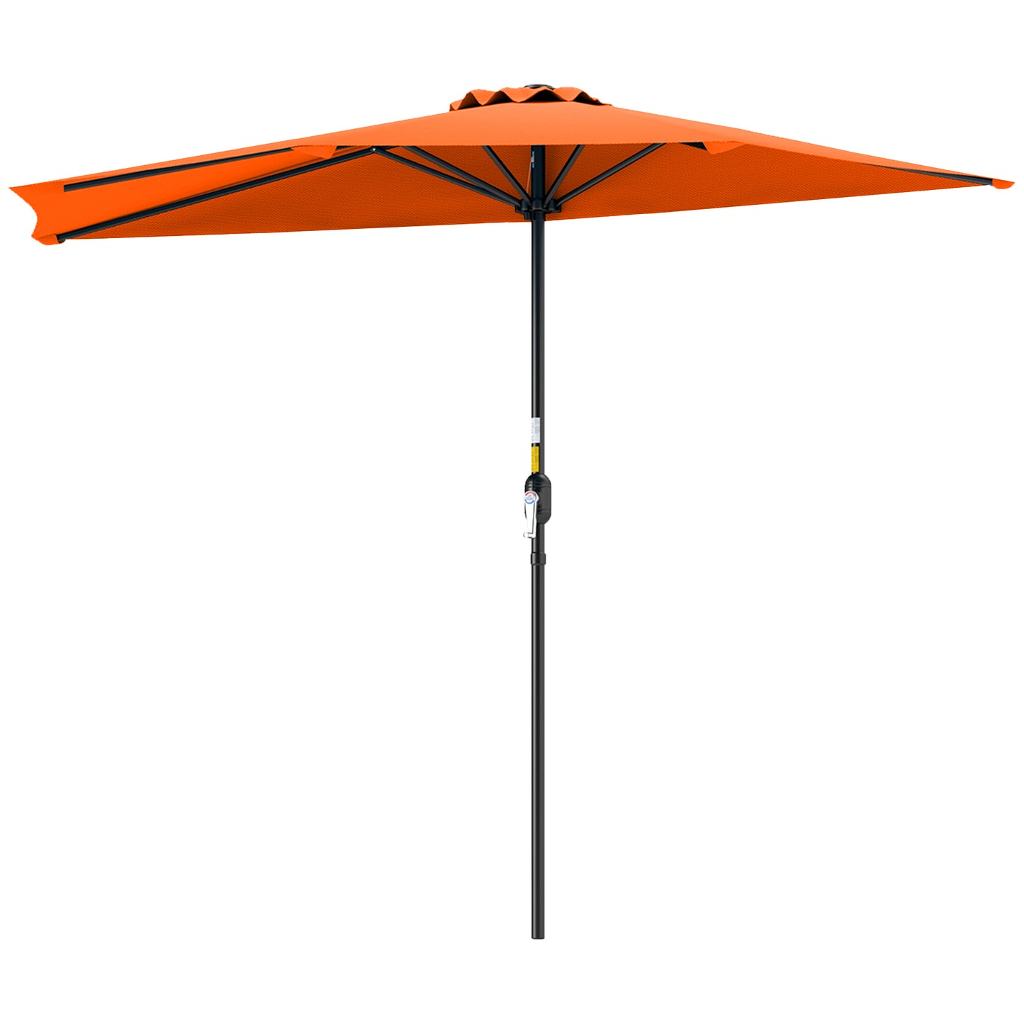 Half Round Wall Parasol Umbrella | UV & Splash Resistant Polyester | Powder-Coated Metal Frame | Crank Handle | Ideal for Balcony Patio & Small Gardens | 269x138x236cm | Orange