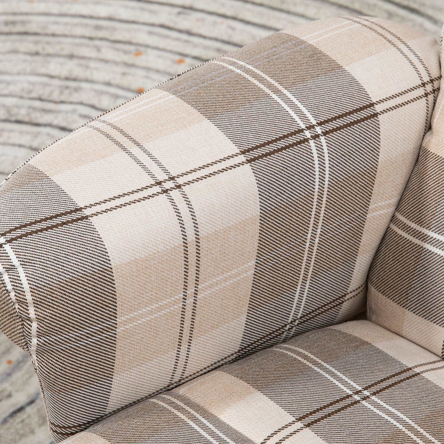 Linen Swivel Recliner Chair with Footstool, Wooden Base and Storage for Living Room, Multicolour