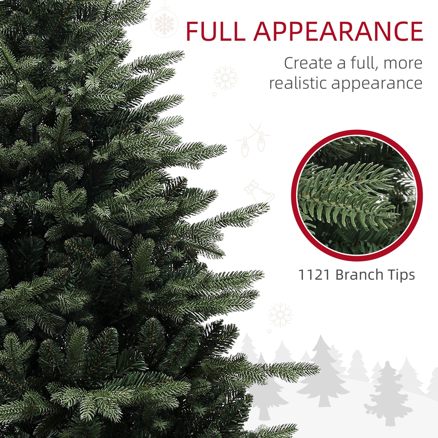 5ft Artificial Spurce Christmas Tree with 1121 Branch Tips and Foldable Steel Base, Realistic Hinged Xmas Tree, Holiday Décor for Home Office, Green