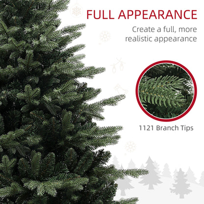 5ft Artificial Spurce Christmas Tree with 1121 Branch Tips and Foldable Steel Base, Realistic Hinged Xmas Tree, Holiday Décor for Home Office, Green