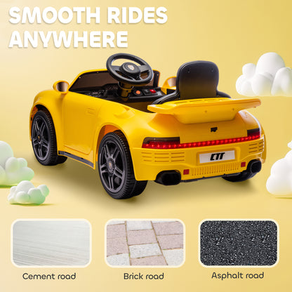 AIYAPLAY Licensed RUF CTR 2017 Electric Car for Kids, with Remote Control, Soft Start, MP3 Player, LED Lights, Yellow / Pink