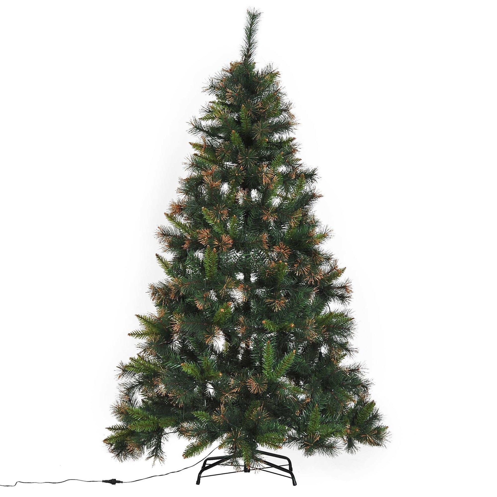 1.5m Pre Lit Christmas Artificial Tree, Metal Stand-Green