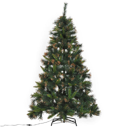 1.5m Pre Lit Christmas Artificial Tree, Metal Stand-Green