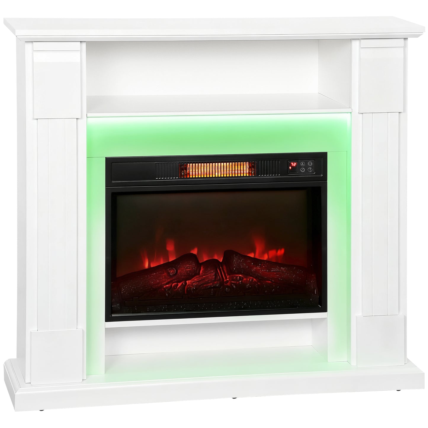 6142 BTU Electric Fireplace and LED Mantel, 17-27°C - White