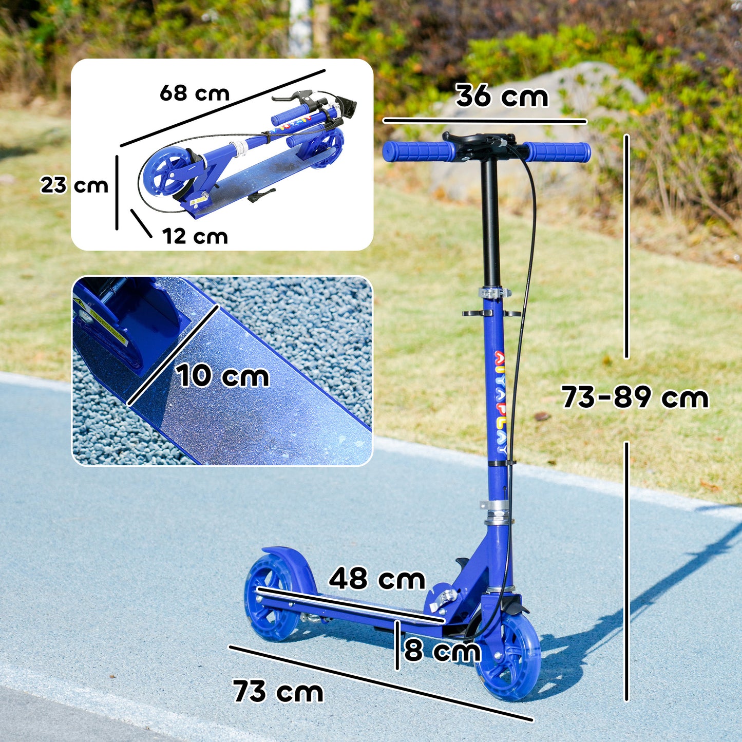 Scooter for Kids Ages 3-8 with Adjustable Handle, 2 Light up Wheels, Handbrake & Rear Brake for Girls and Boys, Blue / Black / Pink