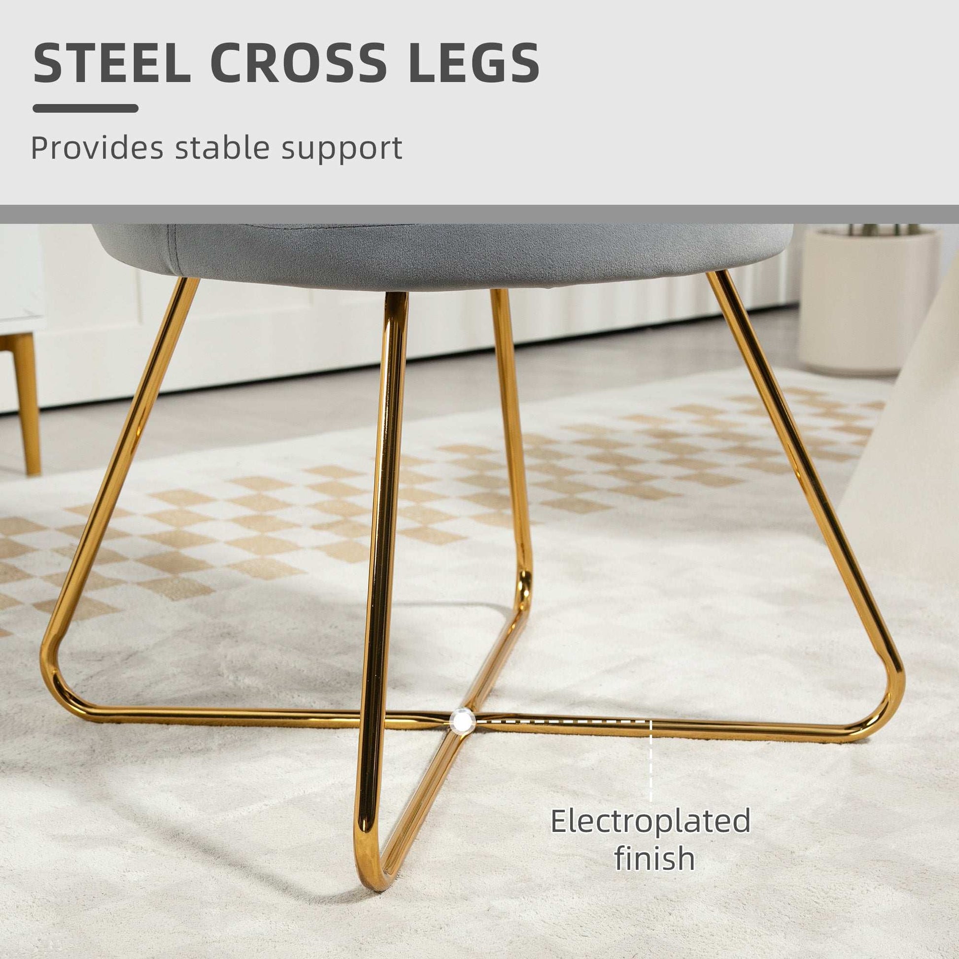 Velvet-Feel Lotus Petal Accent Vanity Bedroom Chair - Grey / Pink