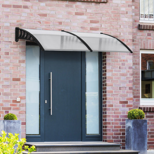 Outsunny Front Over Door Canopy, Outdoor Awning, 200 x 96cm Rain Shelter for Window, Porch and Front/Back Door, Clear