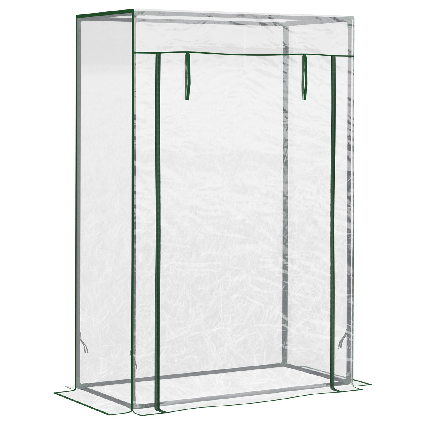 Outsunny 100 x 50 x 150cm Greenhouse Steel Frame PE Cover with Roll-up Door Outdoor for Backyard, Balcony, Garden, Green / Transparent