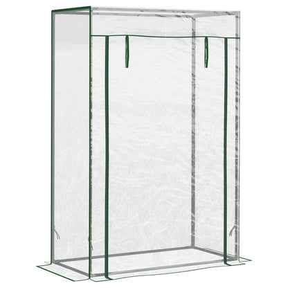Outsunny 100 x 50 x 150cm Greenhouse Steel Frame PE Cover with Roll-up Door Outdoor for Backyard, Balcony, Garden, Green / Transparent