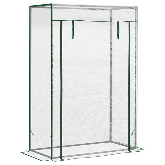 Outsunny 100 x 50 x 150cm Greenhouse Steel Frame PE Cover with Roll-up Door Outdoor for Backyard, Balcony, Garden, Green / Transparent