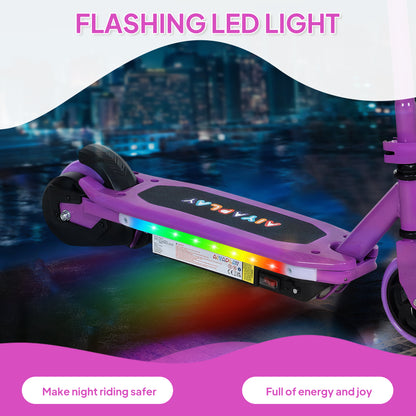 AIYAPLAY Electric Scooter for Kids Ages 6-14, with Colourful Light and Electric Brake, Kids Electric Scooter E Scooter, Up to 10 KM/H & 8 KM, Purple / Blue / Pink