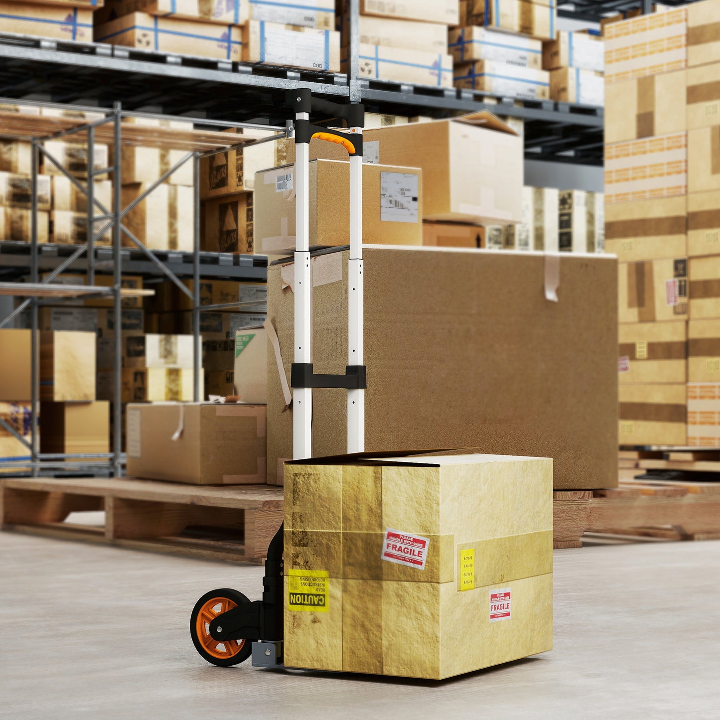 Folding Sack Truck, 70kg Lightweight Hand Truck with Wheels, Foldable Trolley Cart with Telescoping Handle for Warehouse, Office, Luggage, Silver Tone