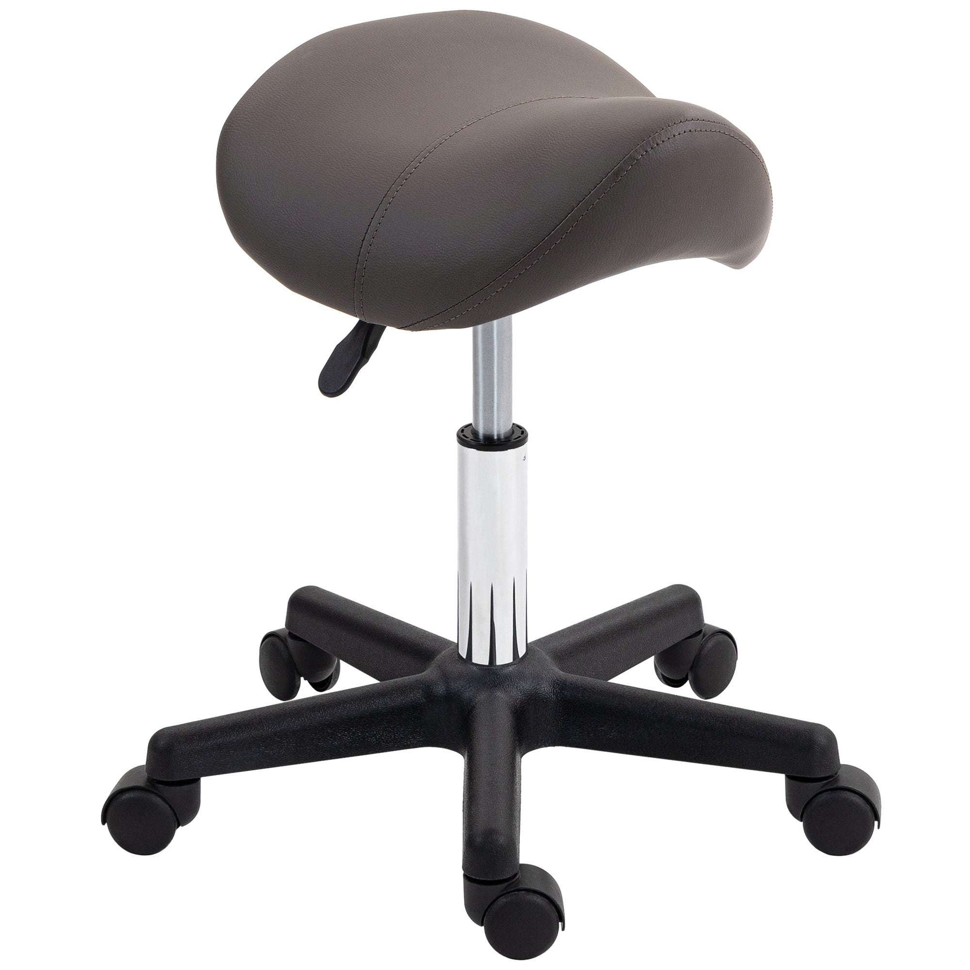 Saddle Stool, PU Leather Adjustable Rolling Salon Chair with Steel Frame for Massage, Spa, Beauty And Tattoo
