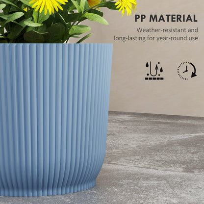 Outsunny Set of Three Ф22cm Planters Plant Pots - Blue / White