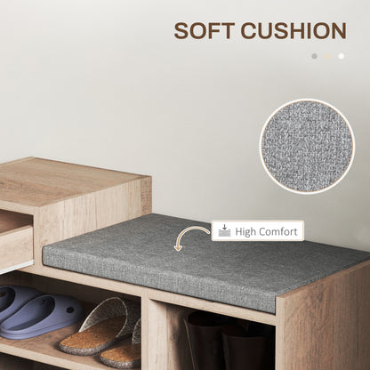 Multi-Compartment Shoe Storage Bench, with Seat - Grey
