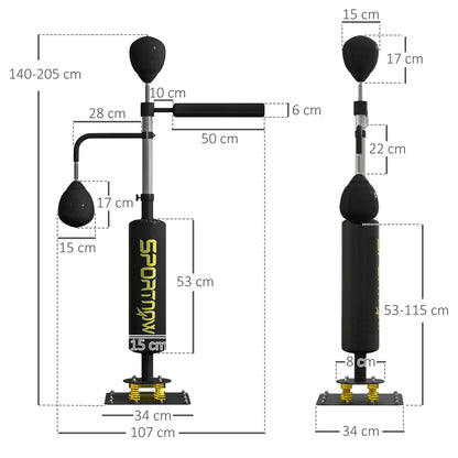 SPORTNOW Boxing Bag, Freestanding Punching Bag, with Reflex Bar, Speed Balls, Black