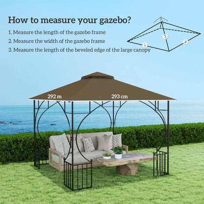 Outsunny 3x3(m) Replacement Gazebo Canopy, Double Tier Roof Top for Garden, Patio, Outdoor, Khaki (TOP ONLY)