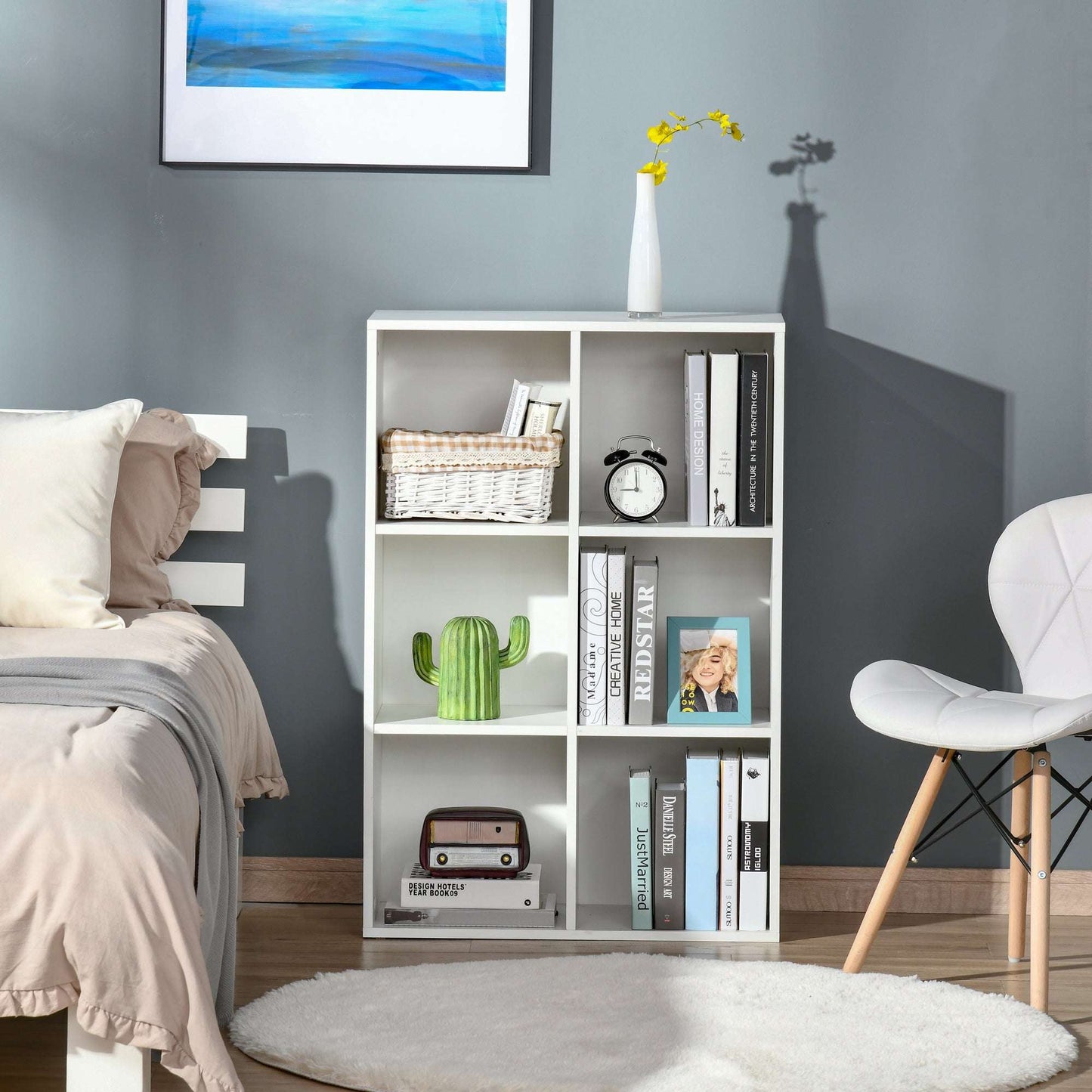 Freestanding Six-Cube Bookcase - Wood Effect