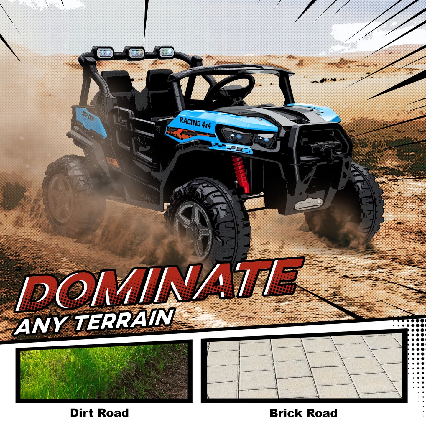 AIYAPLAY 24V Electric Ride on Car, 2-Seater Electric Car for Kids with Remote, Bluetooth, Soft Start, Suspension Spring