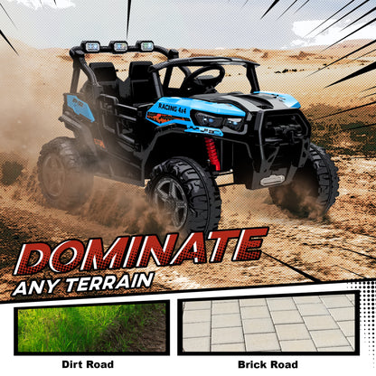 AIYAPLAY 24V Electric Ride on Car, 2-Seater Electric Car for Kids with Remote, Bluetooth, Soft Start, Suspension Spring