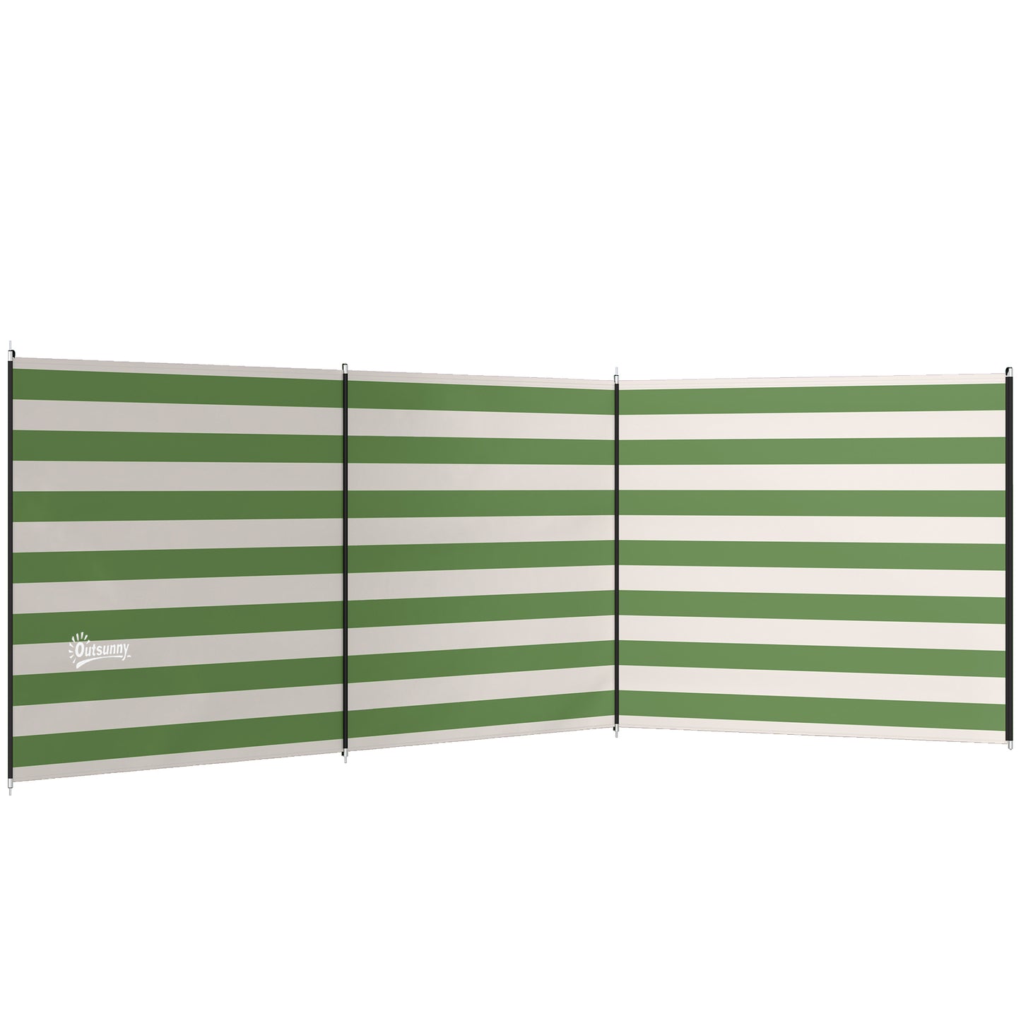 Outsunny 4 Pole Camping Windbreaks, Beach Wind Shield Shelter with Carry Bag and Steel Poles, 540cm x 150cm, Army Green