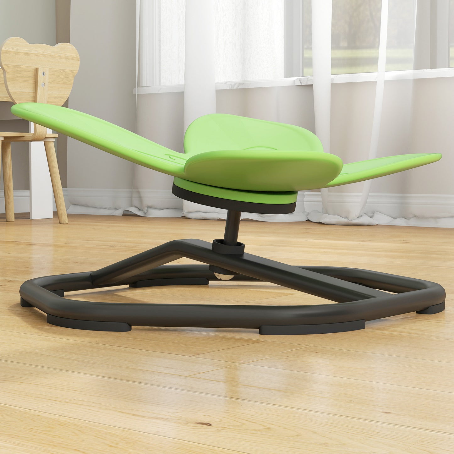 AIYAPLAY Butterfly-Shaped Kids Swivel Chair, Sensory Spinning Chair for Balance and Coordination Training, Green / Blue